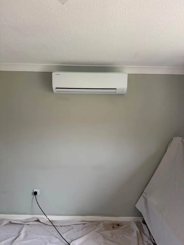 Completed wall-mounted indoor air conditioning installation